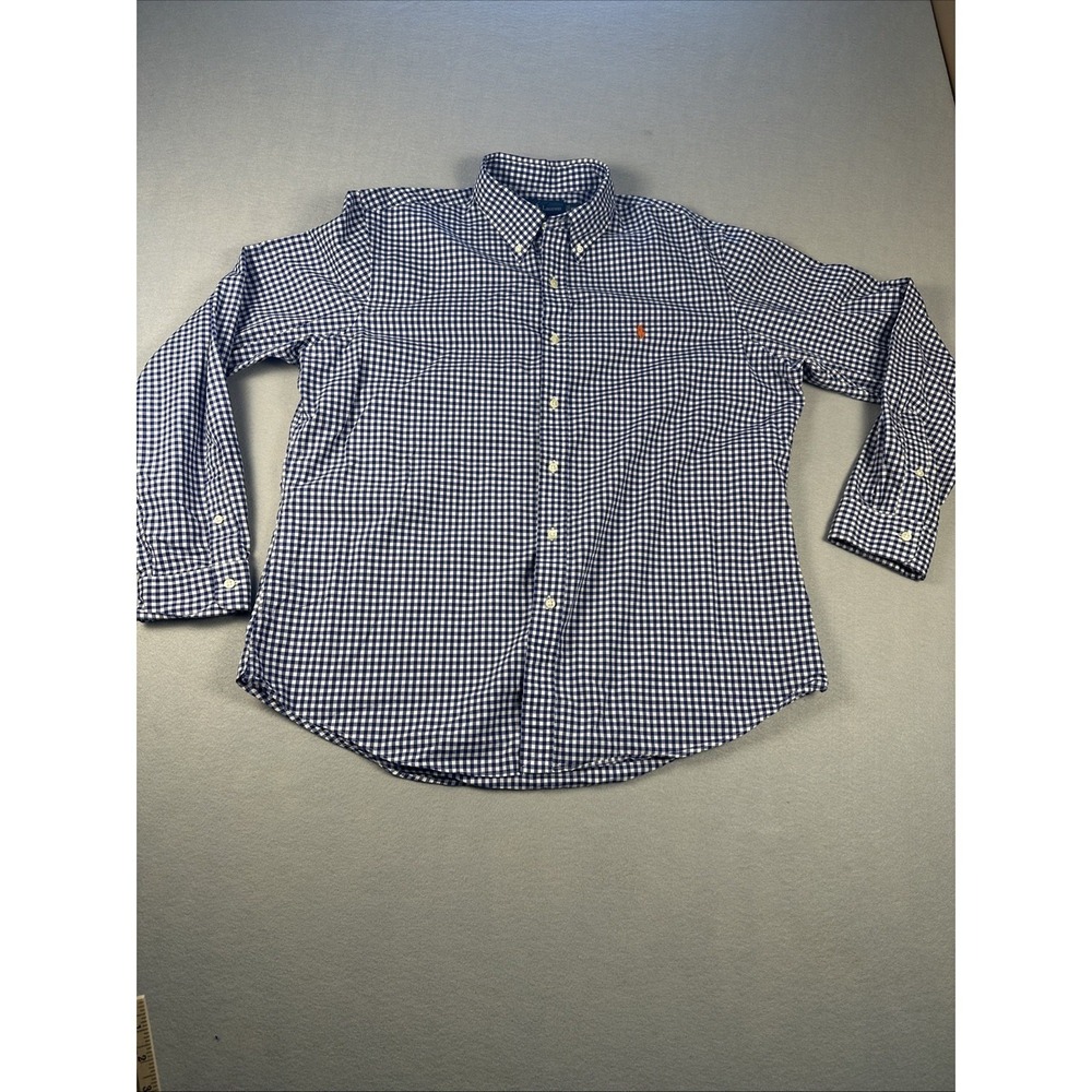 Ralph Lauren Button Down Mens XL Blue Gingham Check Long Sleeve Shirt